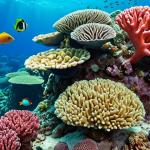 ** A vibrant coral reef scene in the Eritrean Red Sea. Include colorful fish, diverse coral formations, and clear, turquoise water. Focus on capturing the health and biodiversity of the reef.

**