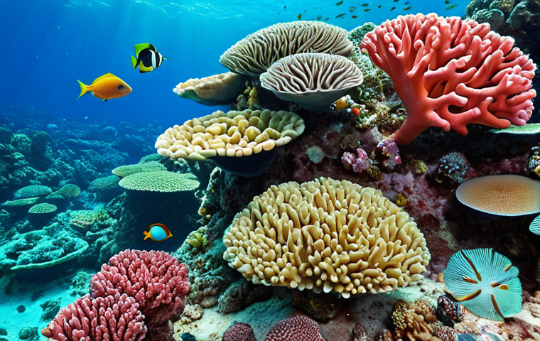 ** A vibrant coral reef scene in the Eritrean Red Sea. Include colorful fish, diverse coral formations, and clear, turquoise water. Focus on capturing the health and biodiversity of the reef.

**