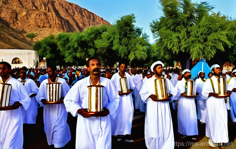 에리트레아의 주요 종교 - **Prompt for Eritrean Orthodox Timkat Celebration:**
"A vibrant and spiritual scene depicting th...