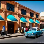 에리트레아의 도시 계획 - "A bustling street scene in Asmara, Eritrea, showcasing its distinctive 1930s Italian Modernist arch...