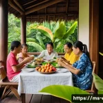에리트레아와 적도 기후의 영향 - **A Serene Equatorial Family Gathering:** A warm and inviting scene depicting a multi-generational M...
