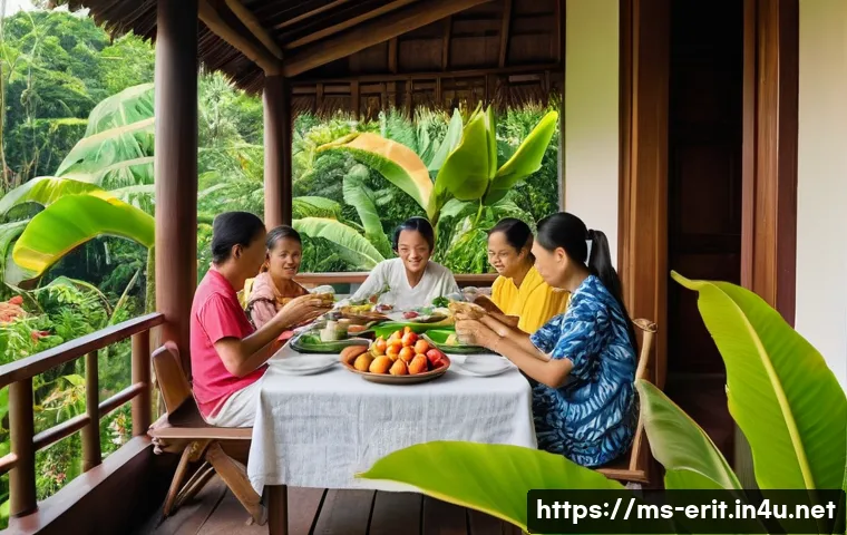 에리트레아와 적도 기후의 영향 - **A Serene Equatorial Family Gathering:** A warm and inviting scene depicting a multi-generational M...